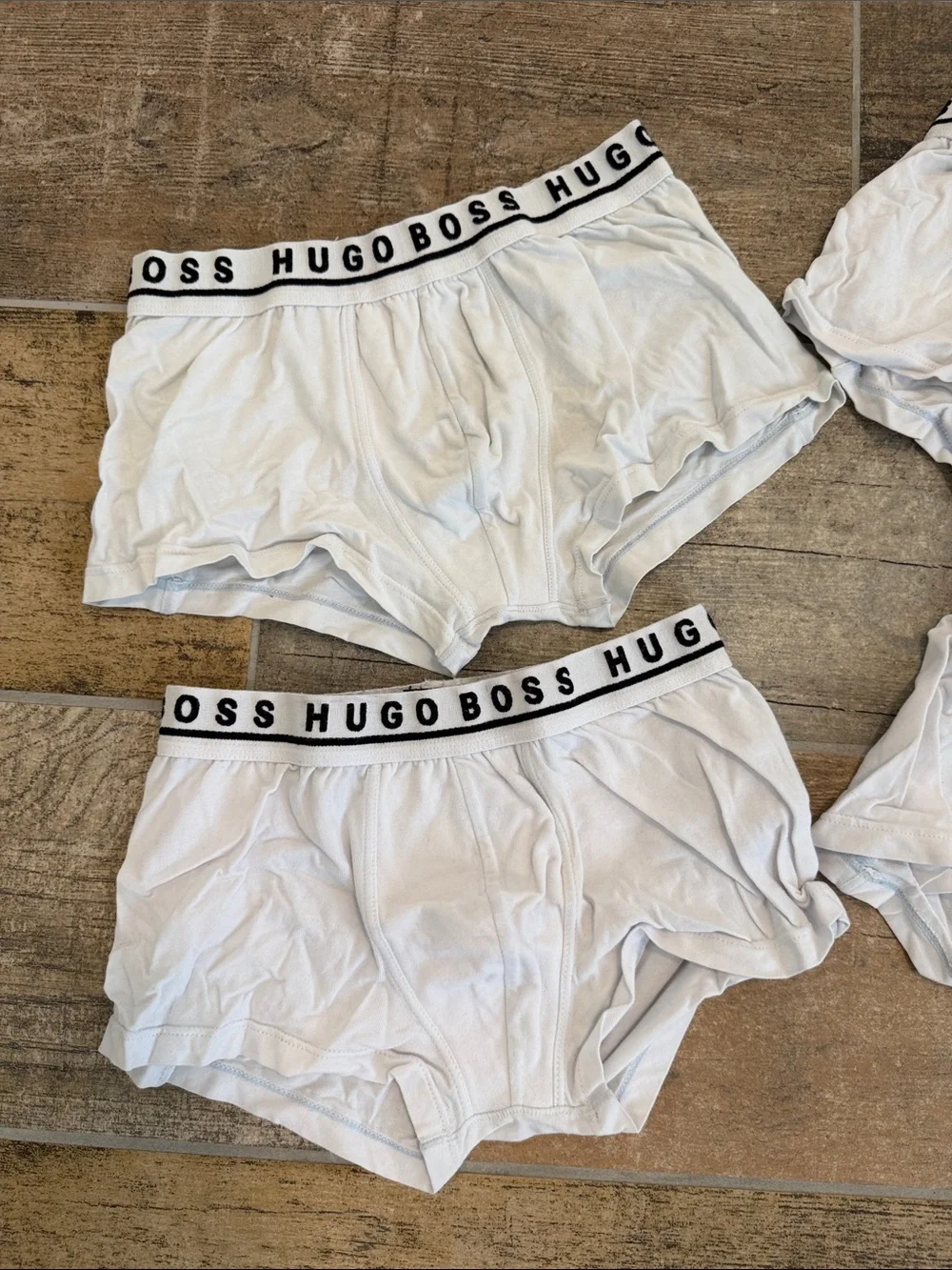 Hugo Boss White Boxer Shorts / Trunk Black Branded Waistband Set of 4 Size Small